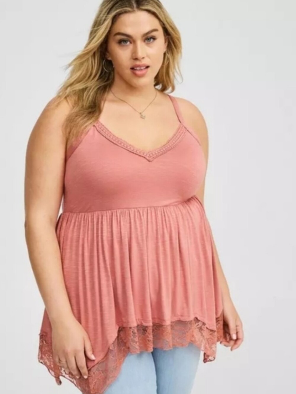 torrid Rose Pink Lace-Trim Swing Camisole